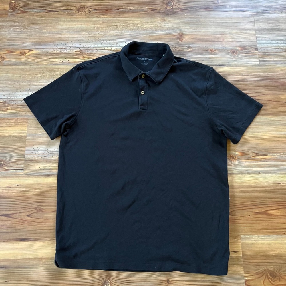 Bearbottom Mens Size M Black Supima Cotton Casual Short Sleeve Polo Shirt